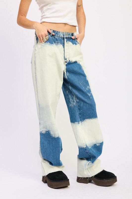 HIGH WAISTED TIE DYE JEANS - Akana Style