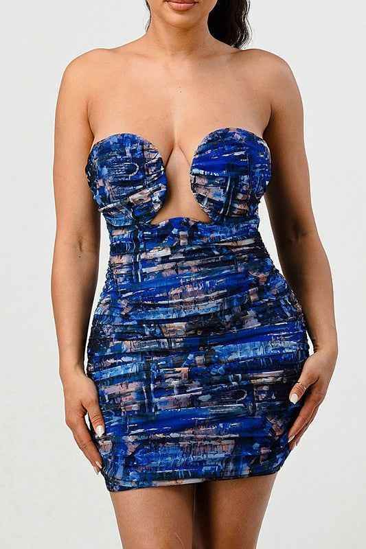 Deep Ocean Print Dress - Stunning Mini Bodycon Fashion Inspired by the Ocean - Akana Style
