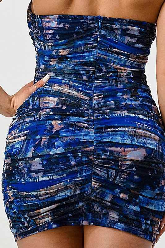 Deep Ocean Print Dress - Stunning Mini Bodycon Fashion Inspired by the Ocean - Akana Style