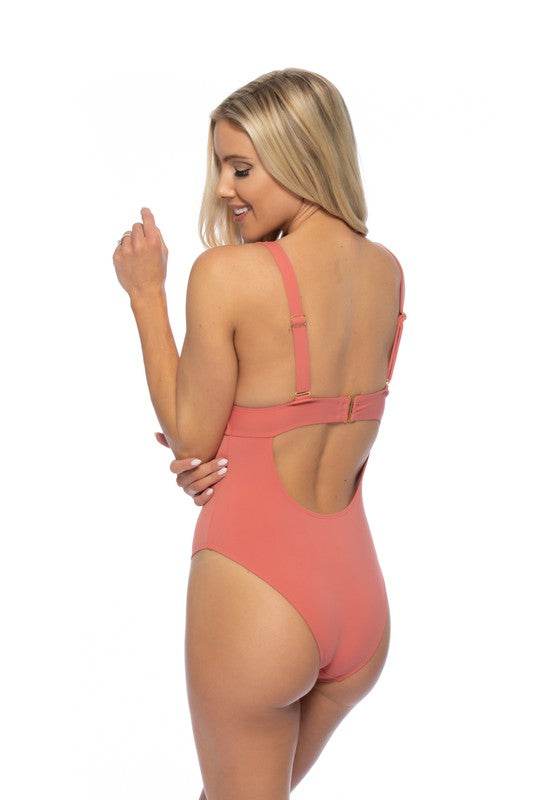 Solid Halter Bow Tie Front Swimsuit for Stylish Summer Splash - Akana Style