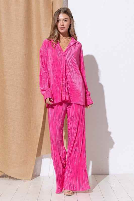 Pleated Blouse and Pants Set for Effortless Style and Comfort - Akana Style