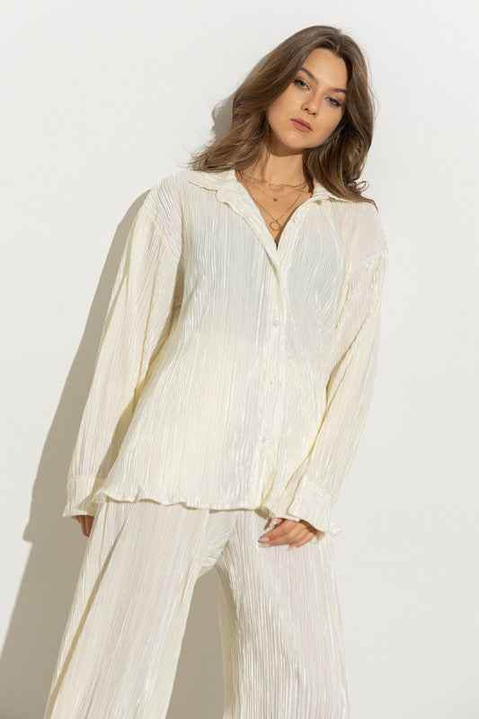 Pleated Blouse and Pants Set for Effortless Style and Comfort - Akana Style