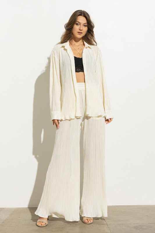 Pleated Blouse and Pants Set for Effortless Style and Comfort - Akana Style