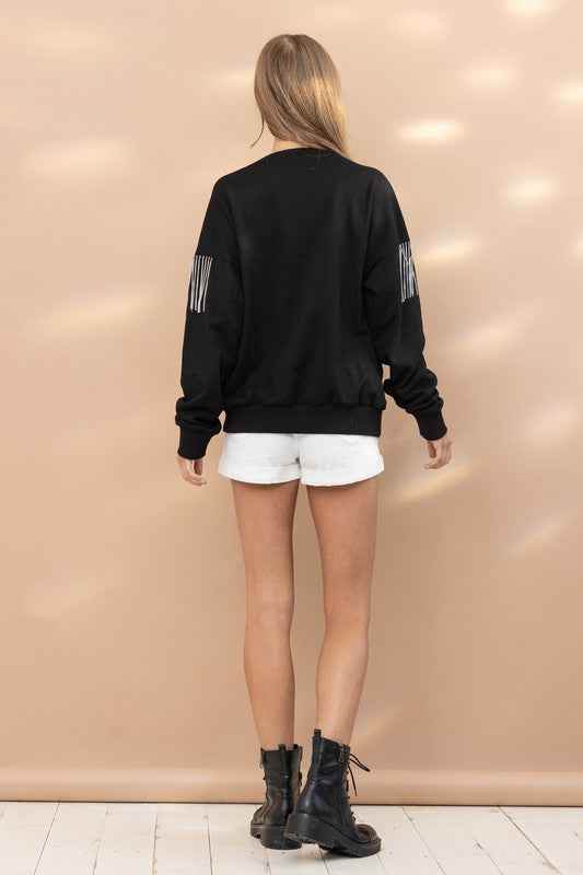 Rhinestone Fringe Top for Stylish Elegance and Comfort - Akana Style