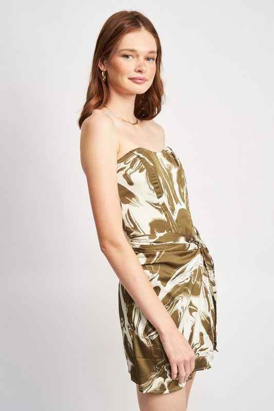 BUSTIER MINI DRESS WITH WAIST TIE - Akana Style
