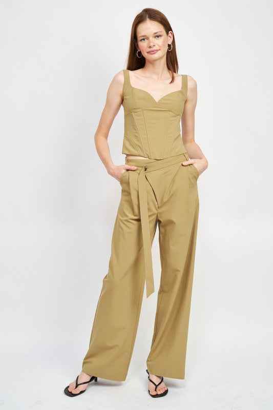ASYMMETRICAL LONG BELT TROUSERS - Akana Style
