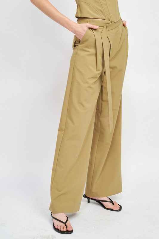 ASYMMETRICAL LONG BELT TROUSERS - Akana Style