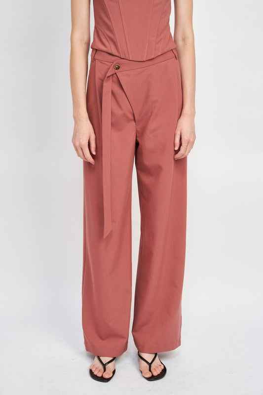 ASYMMETRICAL LONG BELT TROUSERS - Akana Style