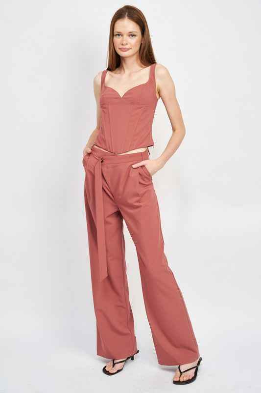 ASYMMETRICAL LONG BELT TROUSERS - Akana Style
