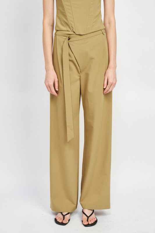 ASYMMETRICAL LONG BELT TROUSERS - Akana Style