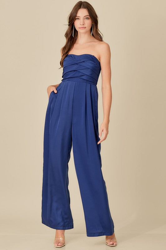 Overlapping Top Detailed Jumpsuit