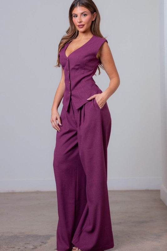 Line Vest And Pants Set - Akana Style
