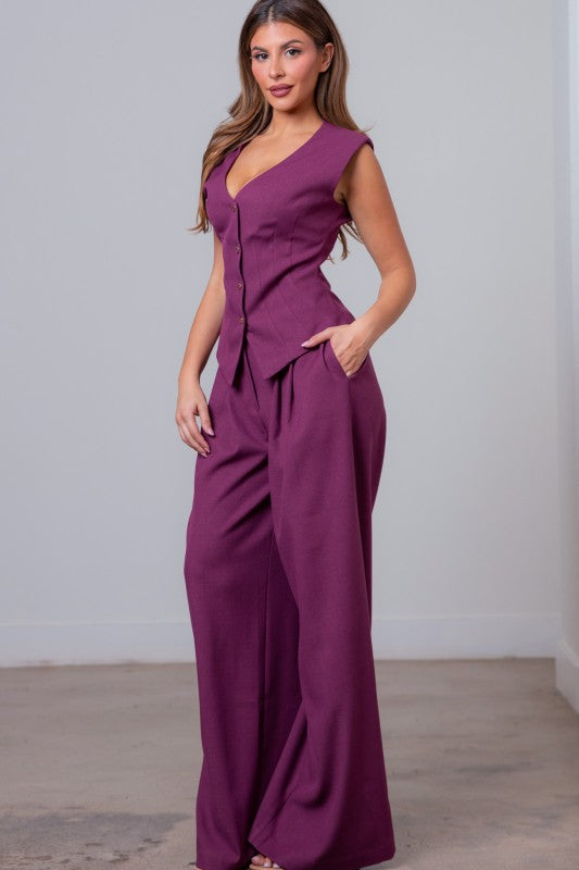 Line Vest And Pants Set