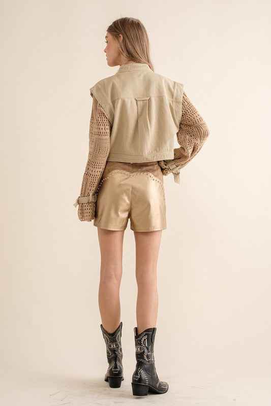 Twill Crop Crochet Jacket for Stylish Layering - Akana Style