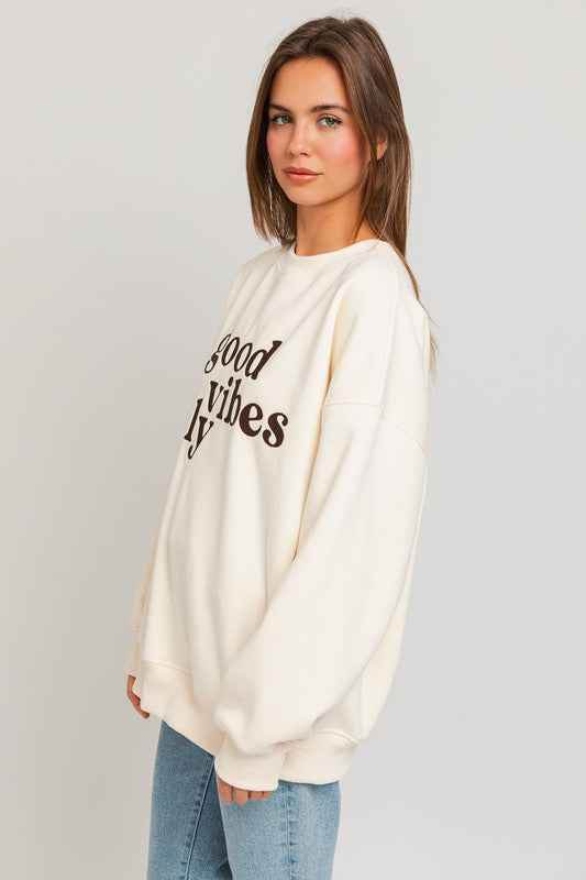 Letter Embroidery Sweatshirt for Oversized Stylish Comfort - Akana Style
