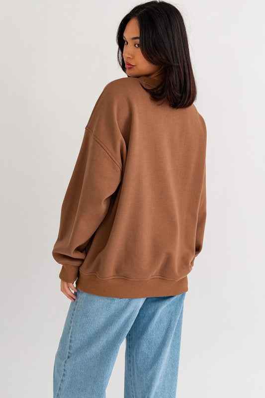 Letter Embroidery Sweatshirt for Oversized Stylish Comfort - Akana Style