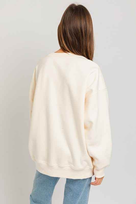 Letter Embroidery Sweatshirt for Oversized Stylish Comfort - Akana Style