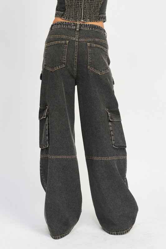 CARGO LOW WAIST JEANS - Akana Style