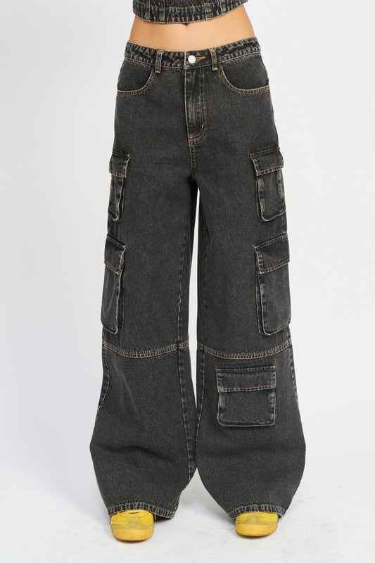 CARGO LOW WAIST JEANS - Akana Style