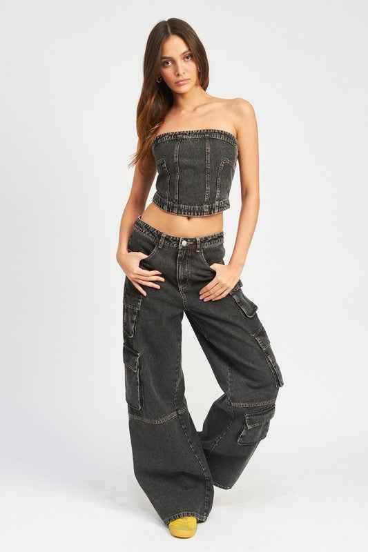 CARGO LOW WAIST JEANS - Akana Style