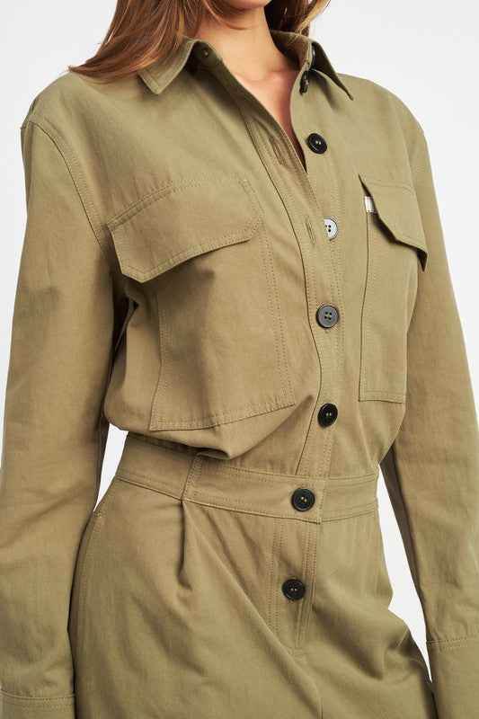 Button Down Cargo Jumpsuit for Stylish Versatility and Comfort - Akana Style