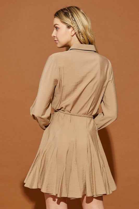 Twisted Belt Shirt Dress - Akana Style