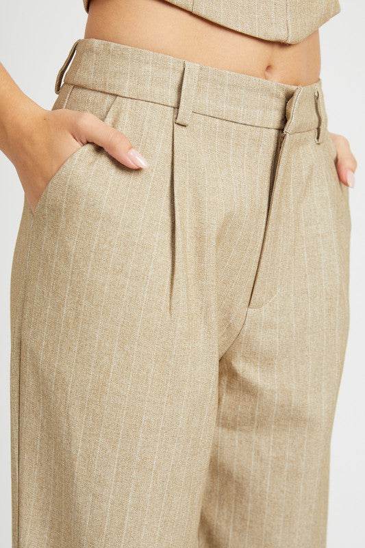 LOOSE FIT PINSTRIPE PANTS - Akana Style
