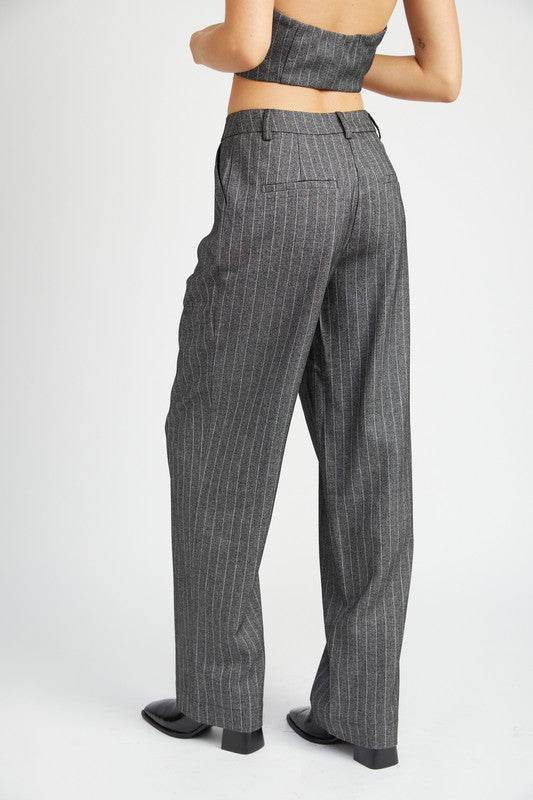 LOOSE FIT PINSTRIPE PANTS - Akana Style