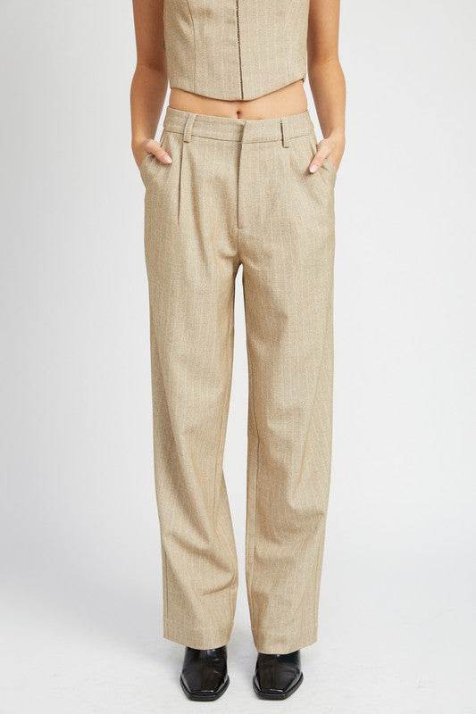 LOOSE FIT PINSTRIPE PANTS - Akana Style