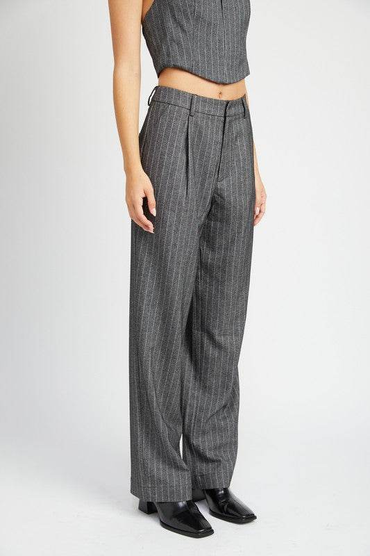 LOOSE FIT PINSTRIPE PANTS - Akana Style