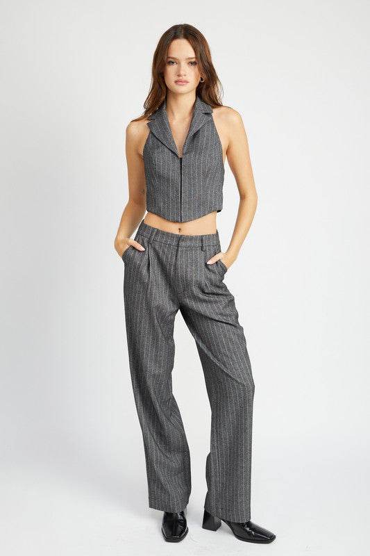 LOOSE FIT PINSTRIPE PANTS - Akana Style