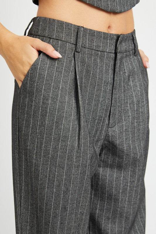LOOSE FIT PINSTRIPE PANTS - Akana Style