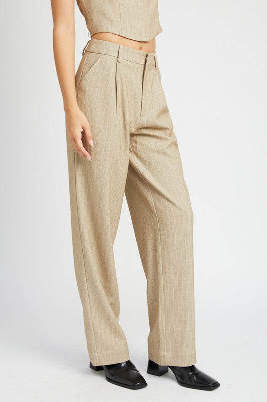 LOOSE FIT PINSTRIPE PANTS - Akana Style