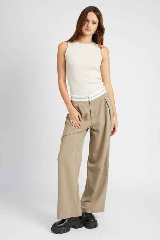 REVERSE WAIST BAND TAILORED PANTS - Akana Style