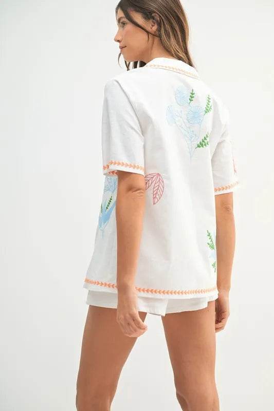 Embroidered Shirt and Shorts Set for Effortless Style and Comfort - Akana Style