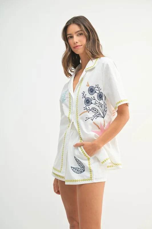 Embroidered Shirt and Shorts Set for Stylish Summer Outfits - Akana Style