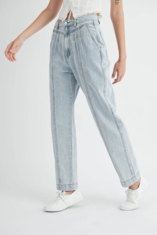 Pleated Front Detail Jeans for Effortless Style and Comfort - Akana Style