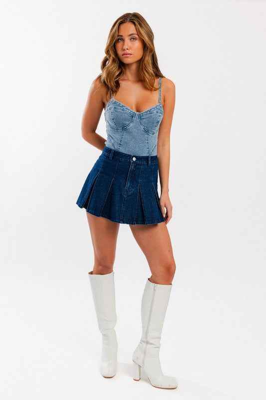 Denim Bustier Bodysuit - Akana Style