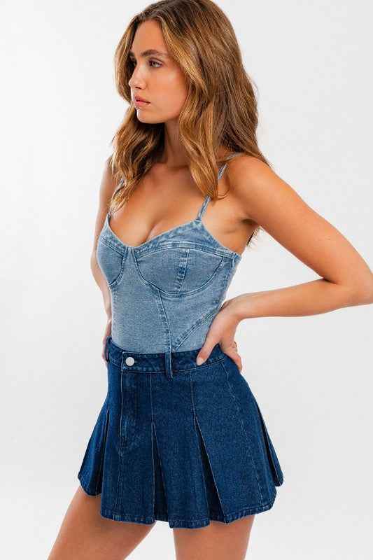 Denim Bustier Bodysuit - Akana Style