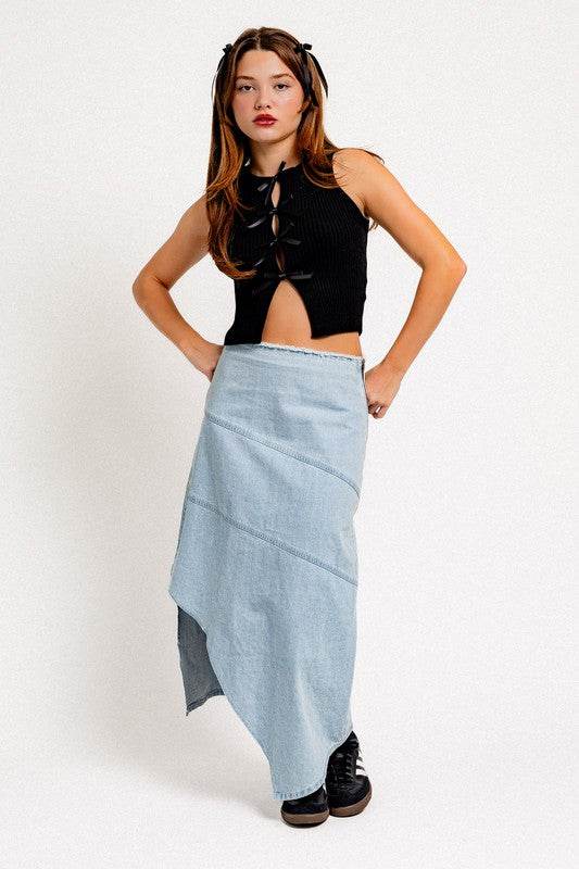 Satin Bow Detail Sweater Top - Stylish Sleeveless Design - Akana Style