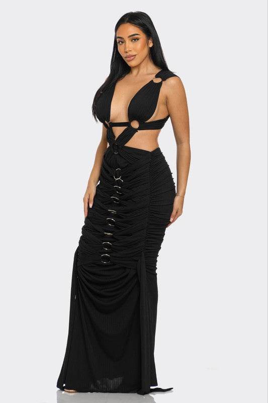 Sahara Mystique Gown - Elegant Pleated Dress for Timeless Style - Akana Style