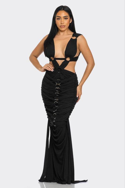 Sahara Mystique Gown - Elegant Pleated Dress for Timeless Style - Akana Style
