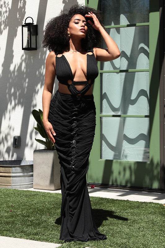 Sahara Mystique Gown - Elegant Pleated Dress for Timeless Style - Akana Style