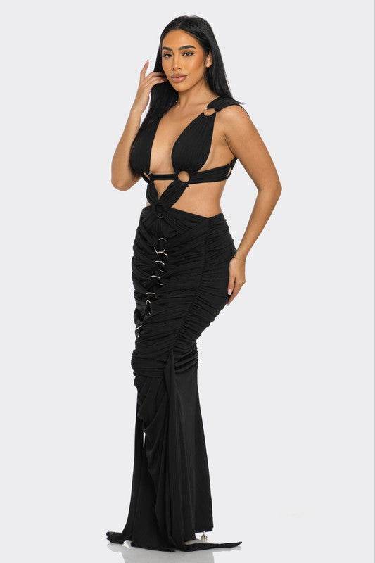 Sahara Mystique Gown - Elegant Pleated Dress for Timeless Style - Akana Style