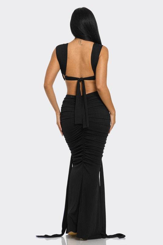 Sahara Mystique Gown - Elegant Pleated Dress for Timeless Style - Akana Style