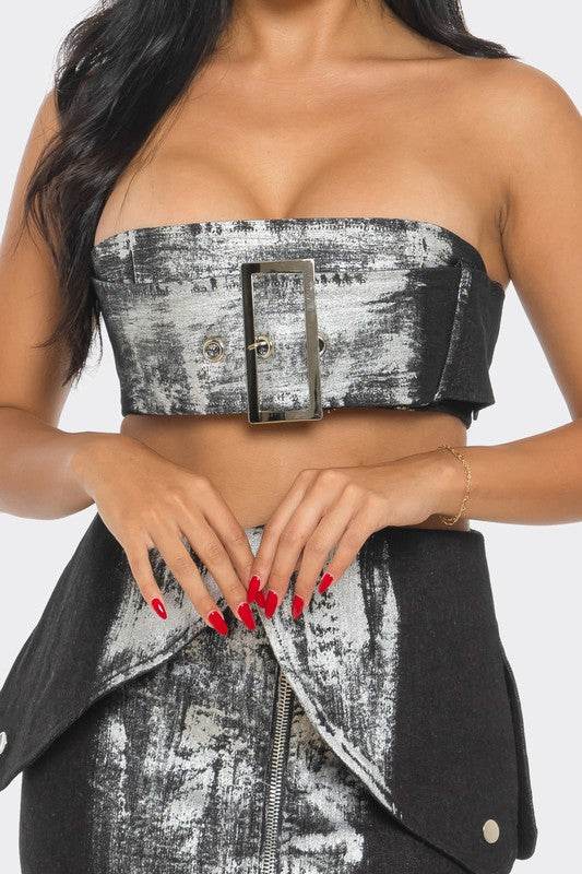 Urban Chic Metallic Skirt Set for Stylish Fashion Lovers - Akana Style