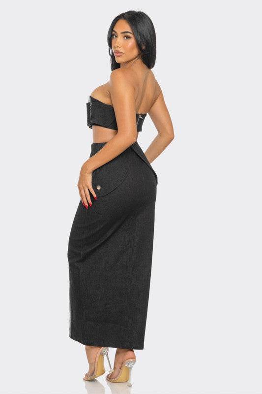 Urban Chic Metallic Skirt Set for Stylish Fashion Lovers - Akana Style