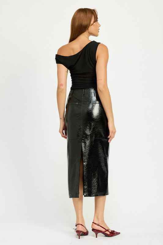 FITTED PENCIL SKIRT WITH SLIT - Akana Style