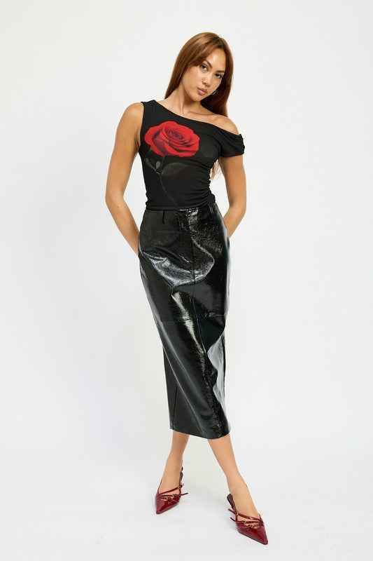 FITTED PENCIL SKIRT WITH SLIT - Akana Style