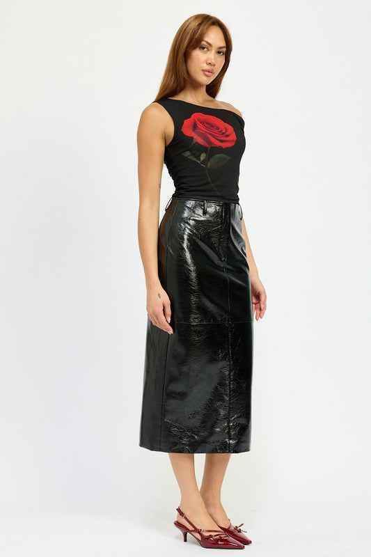 FITTED PENCIL SKIRT WITH SLIT - Akana Style
